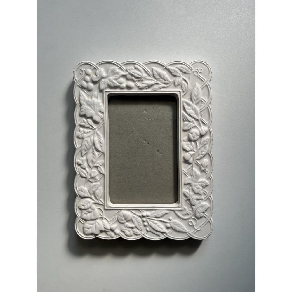 White Floral pattern ceramic frame " Ceramic Eden", delicate design, cottegecore